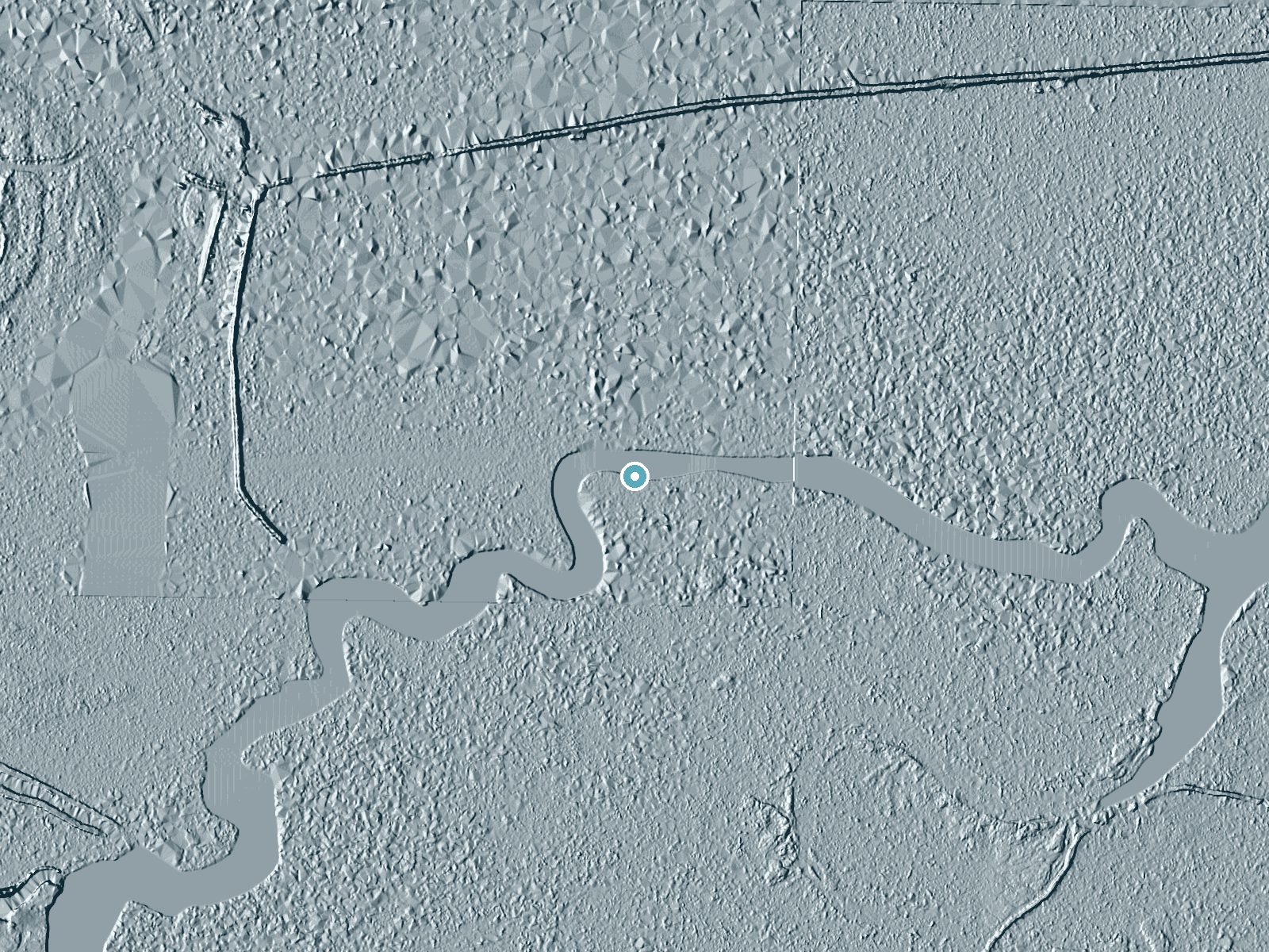 LiDAR bare-earth terrain around The Falls near Centenary, South Carolina