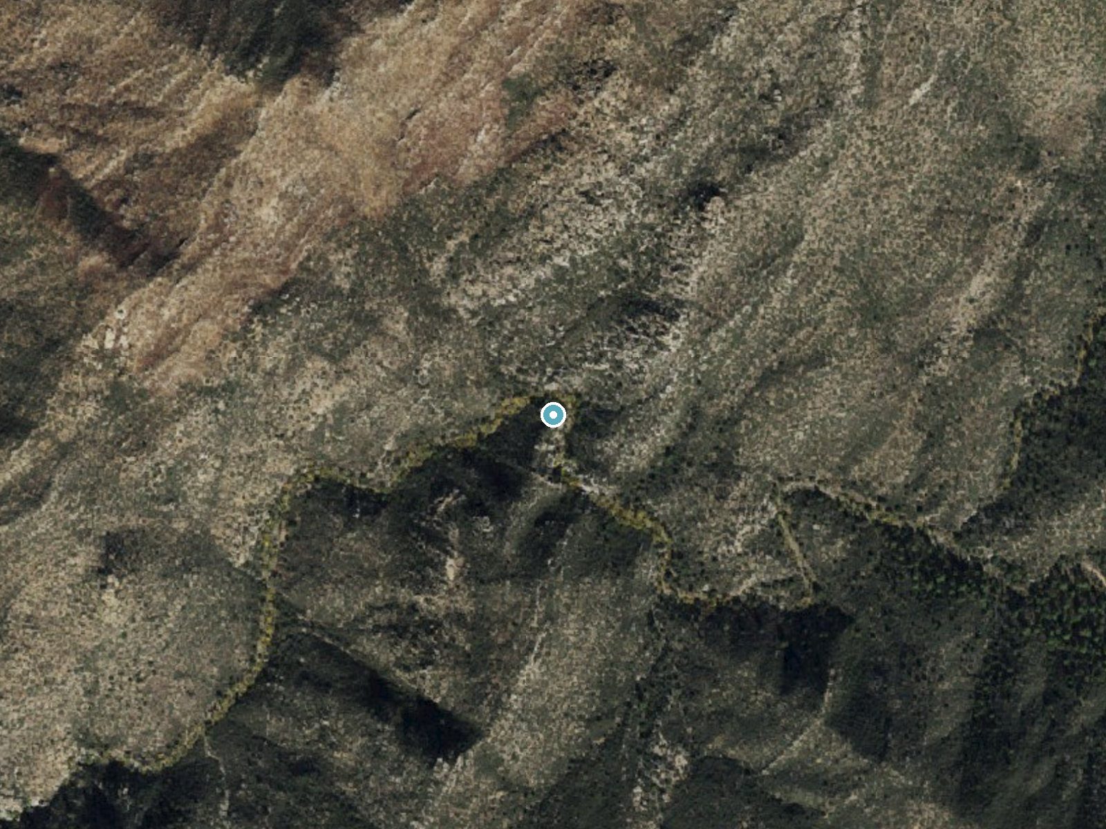 Aerial photo of the same ground around Minnehaha Waters near Yarnell, Arizona, for comparison with the lidar view