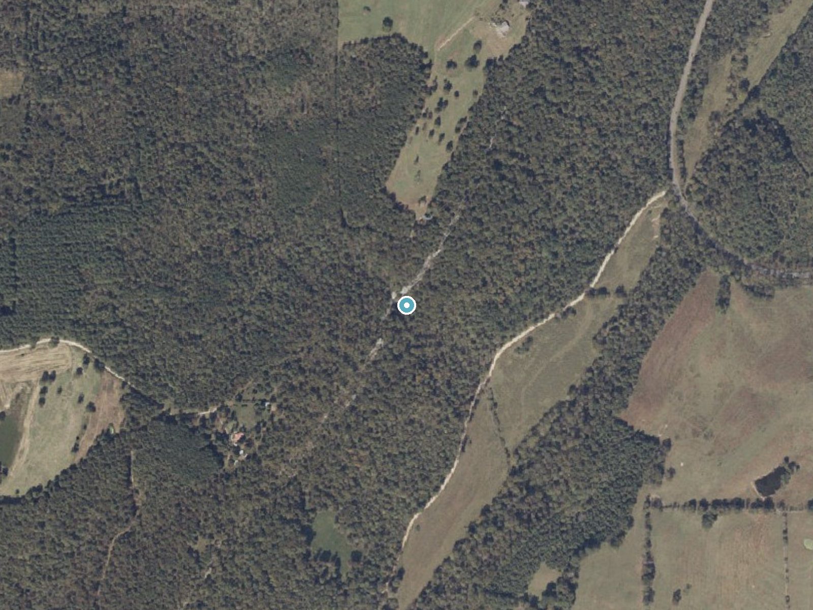 Aerial photo of the same ground around Griffin Falls near Crossville, Alabama, for comparison with the lidar view