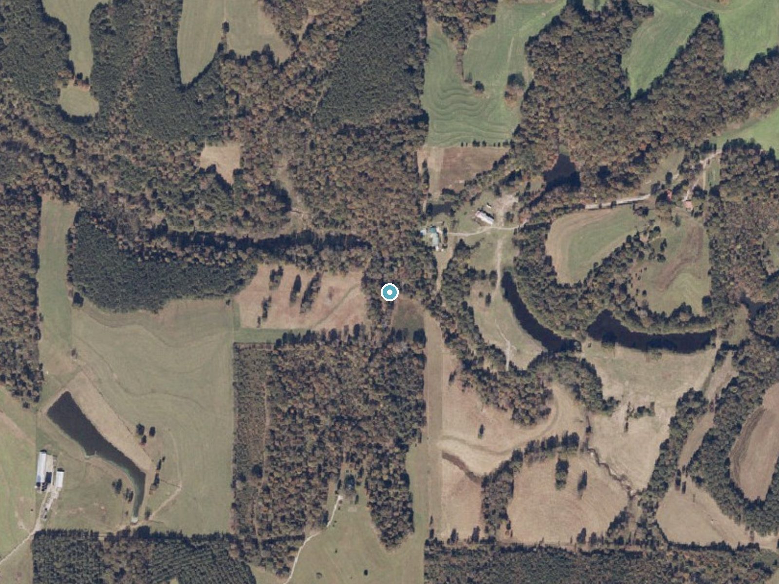 Aerial photo of the same ground around Butler Falls near Haleyville, Alabama, for comparison with the lidar view