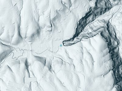 LiDAR terrain view around Welcome Falls in Alabama, about 69 feet of drop