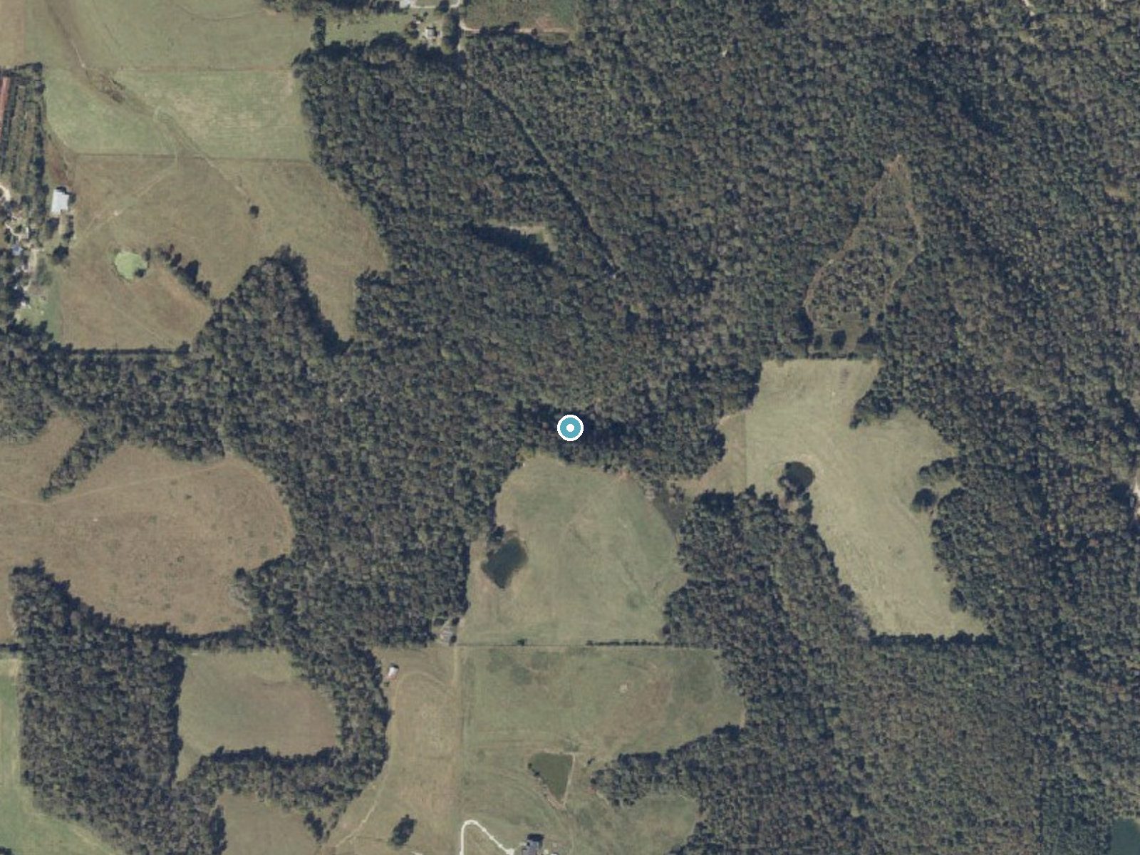 Aerial photo of the same ground around Ragsdale Falls near Arab, Alabama, for comparison with the lidar view