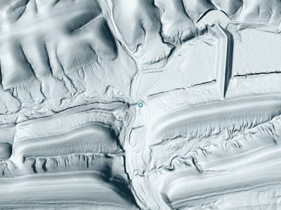 LiDAR terrain view around Henry House Falls in Oklahoma, about 39 feet of drop