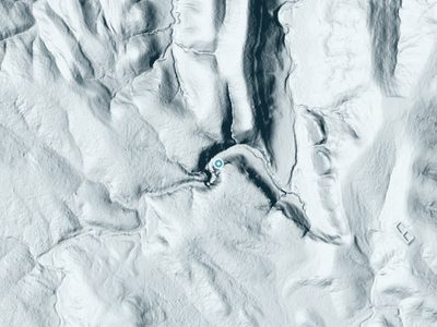 LiDAR terrain view around Lick Creek Falls in Oklahoma, about 93 feet of drop