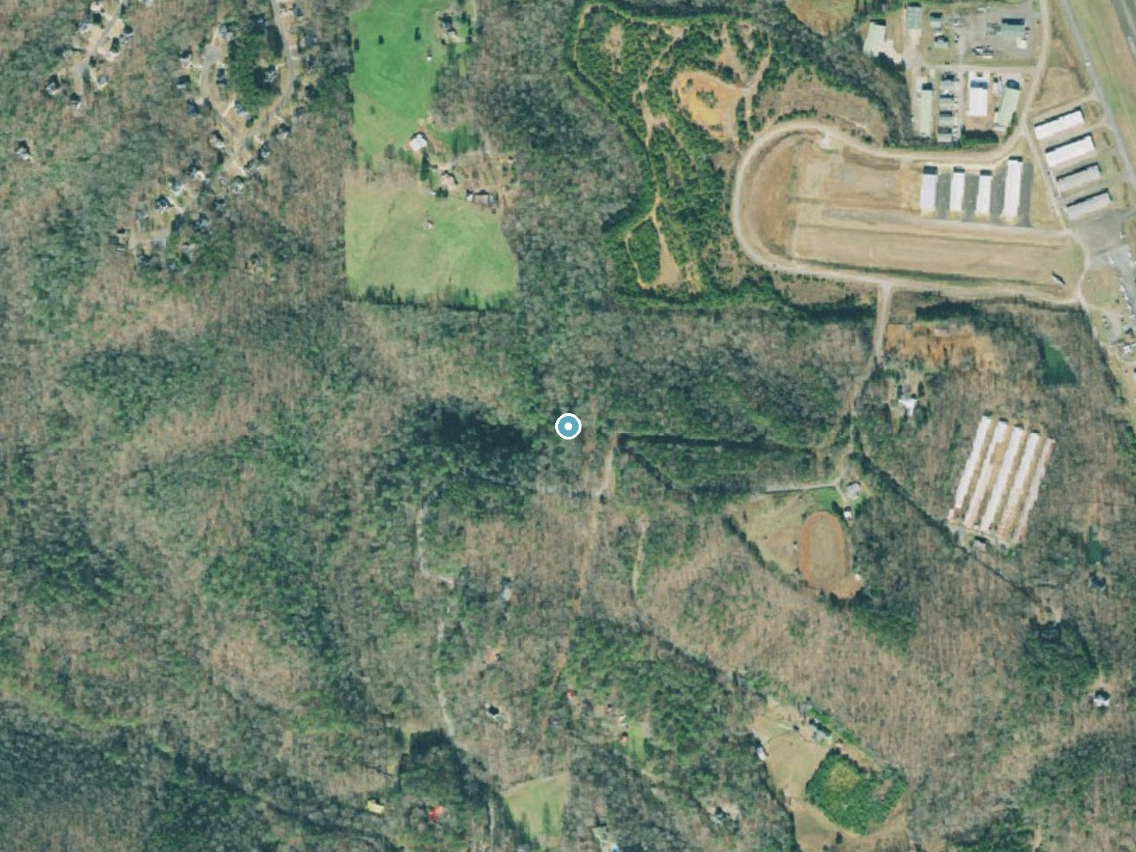Aerial photo of the same ground around Padgett Falls near Jasper, Georgia, for comparison with the lidar view