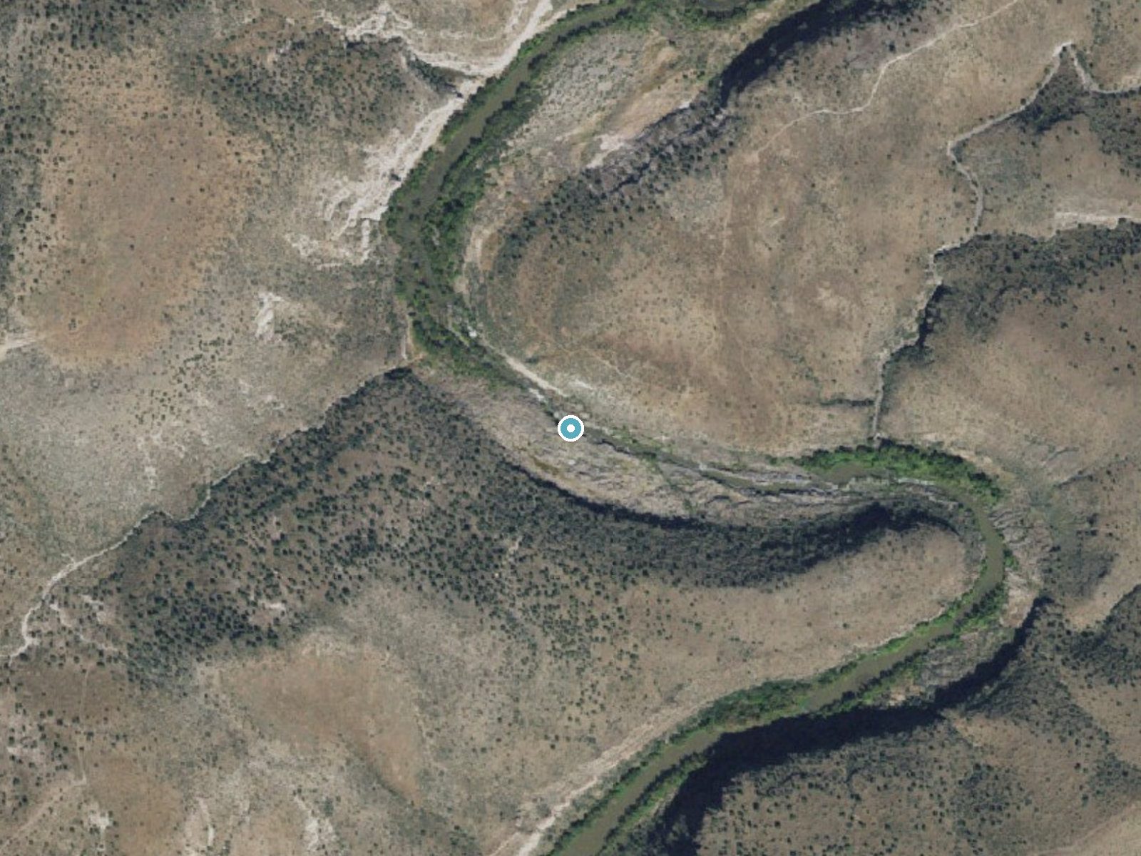 Aerial view of the ground around The Falls near Camp Verde, Arizona