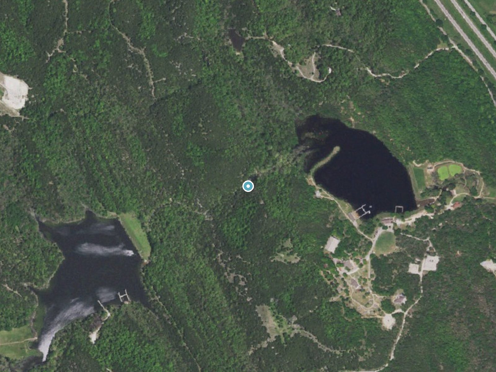 Aerial photo of the same ground around Classen Falls near Davis, Oklahoma, for comparison with the lidar view