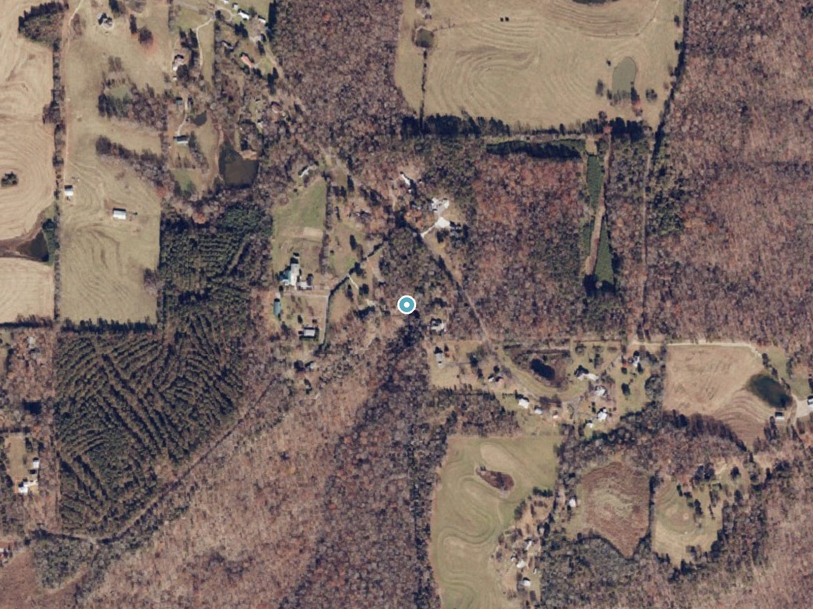 Aerial photo of the same ground around Piney Branch Falls near Grant, Alabama, for comparison with the lidar view