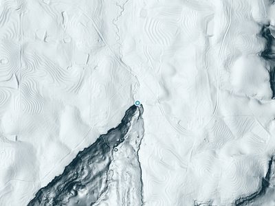 LiDAR terrain view around Piney Branch Falls in Alabama, about 128 feet of drop