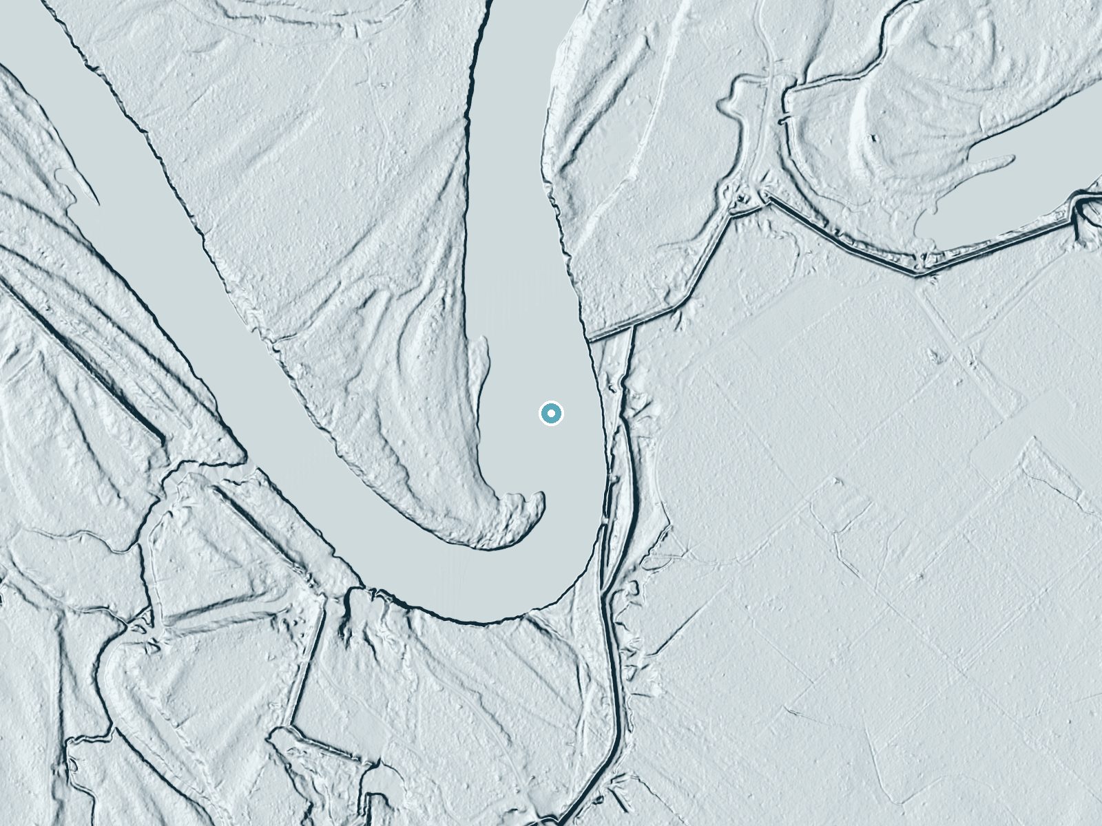 LiDAR bare-earth terrain around Cockers Falls near Society Hill, South Carolina