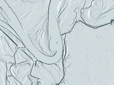LiDAR terrain view around Cockers Falls in South Carolina