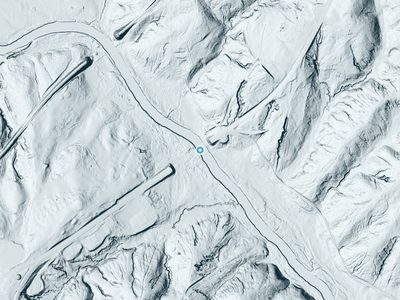 LiDAR terrain view around Hendricks Falls in South Carolina, about 37 feet of drop