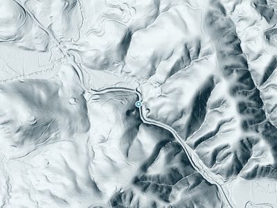 LiDAR terrain view around Clay Creek Falls in Georgia, about 127 feet of drop