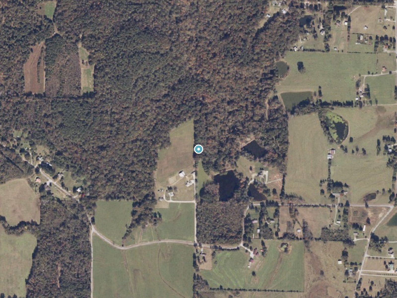 Aerial photo of the same ground around The Fall Off near Hatton, Alabama, for comparison with the lidar view