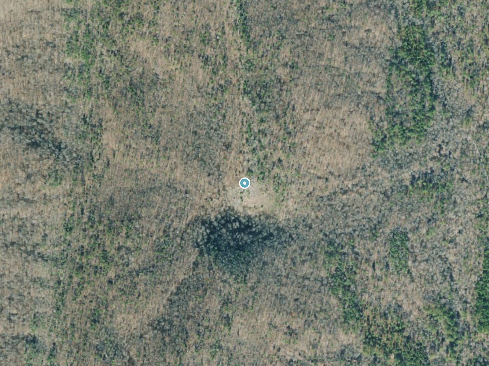 Aerial photo of the same ground around Keown Falls near Resaca, Georgia, for comparison with the lidar view
