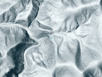 LiDAR terrain view around Noontootla Falls in Georgia, about 284 feet of drop