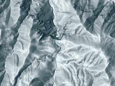 LiDAR terrain view around Sisquoc Falls in California, about 432 feet of drop