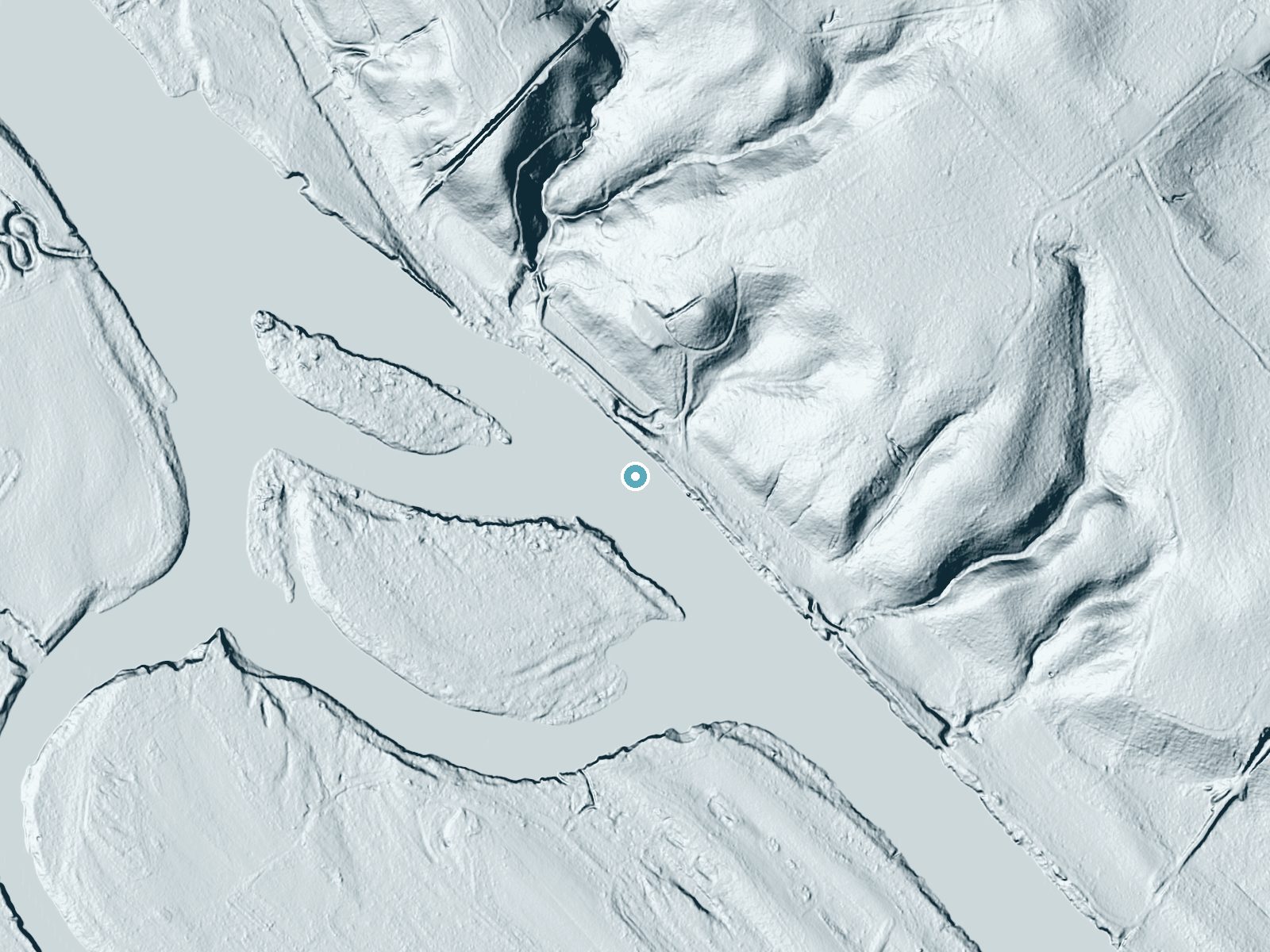 LiDAR bare-earth terrain around Gordons Falls near Cheraw, South Carolina