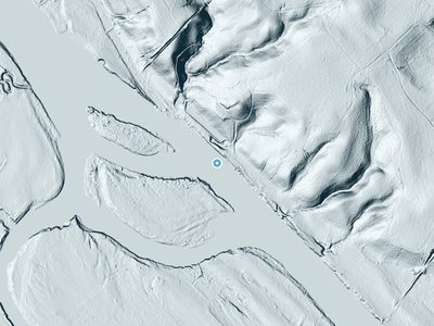 LiDAR terrain view around Gordons Falls in South Carolina
