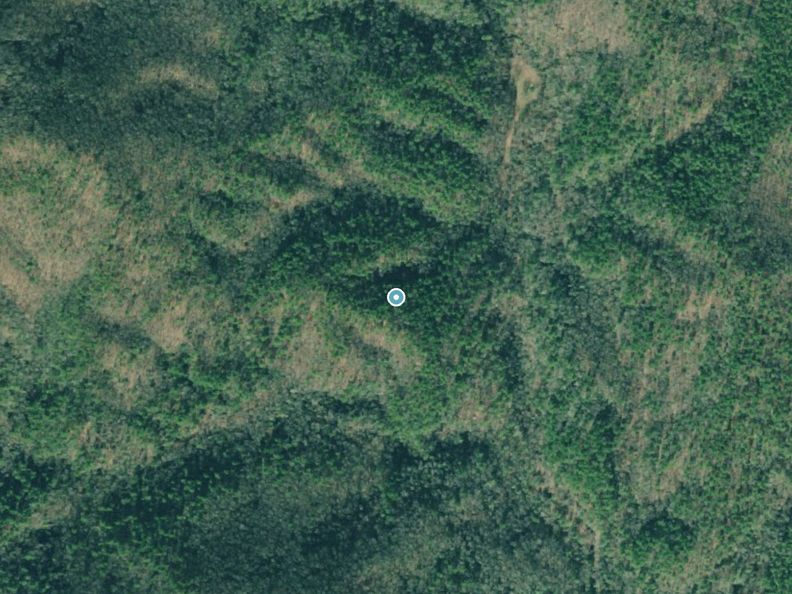 Aerial photo of the same ground around Horsetrough Falls near Helen, Georgia, for comparison with the lidar view