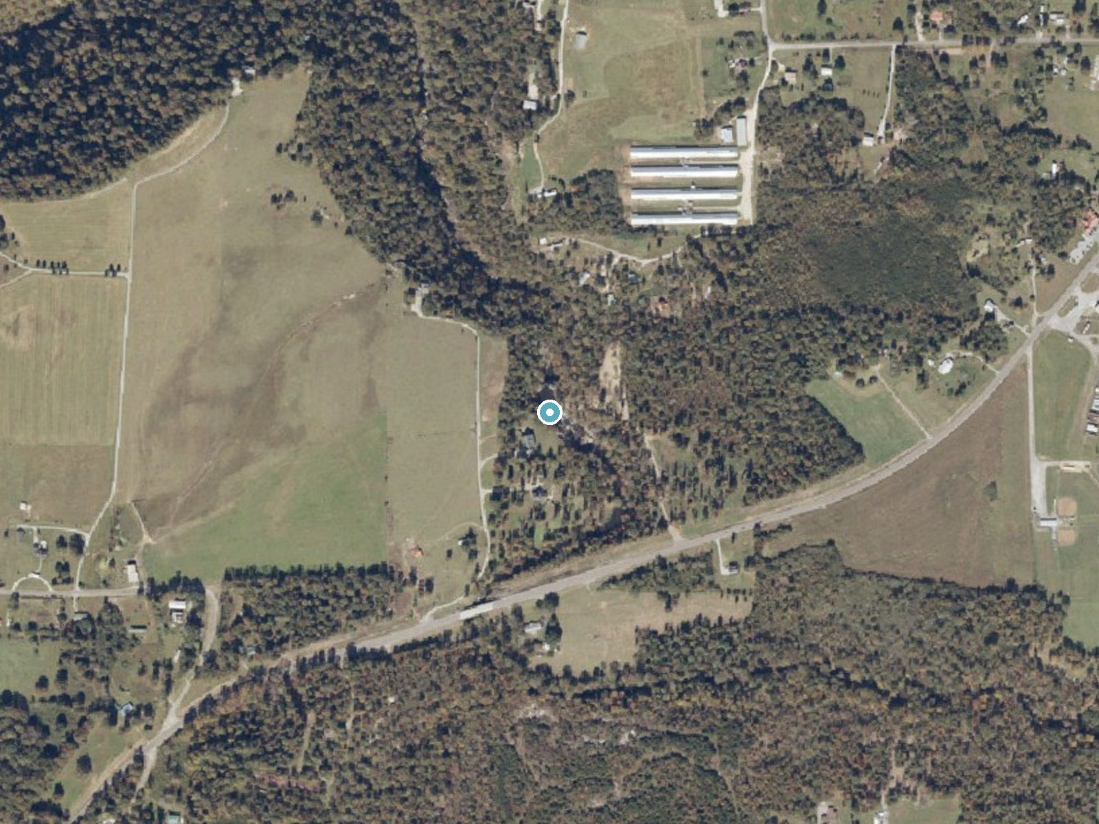 Aerial photo of the same ground around High Falls near Trenton, Alabama, for comparison with the lidar view