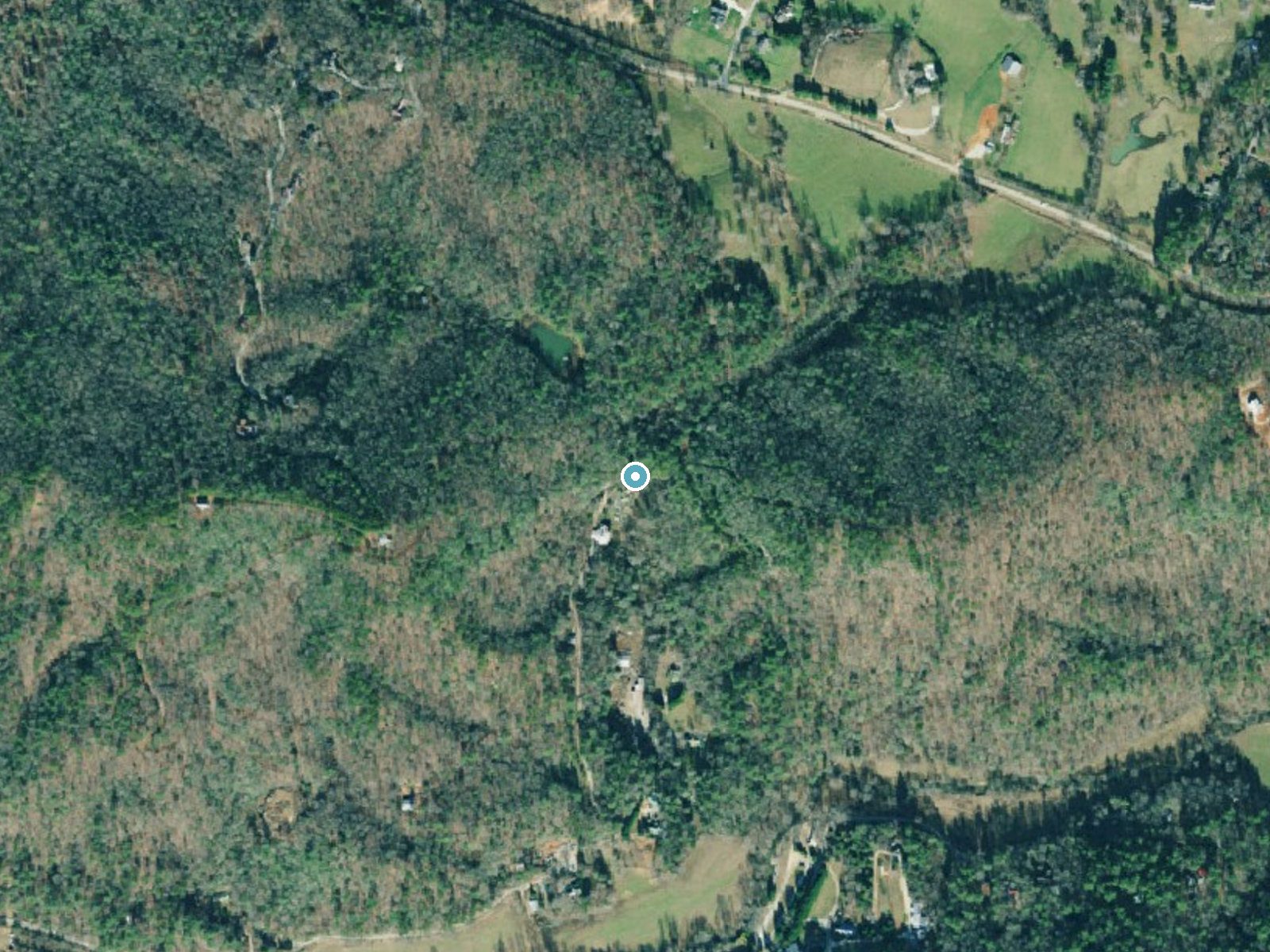 Aerial photo of the same ground around Stekoa Falls near Tiger, Georgia, for comparison with the lidar view