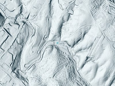 LiDAR terrain view around Pelham Falls in South Carolina, about 33 feet of drop