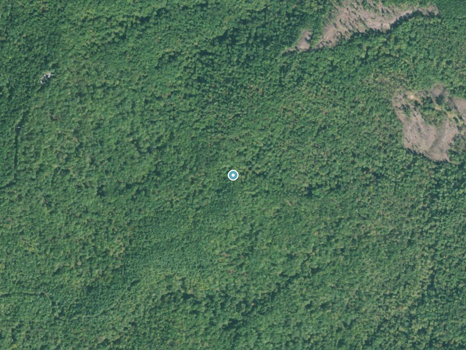 Aerial photo of the same ground around Hidden Falls near Tamassee, South Carolina, for comparison with the lidar view