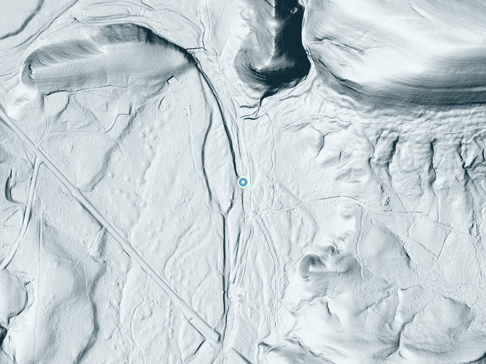 LiDAR bare-earth terrain around Sausmann Falls near Perryville, Arkansas, showing about 18 feet of drop