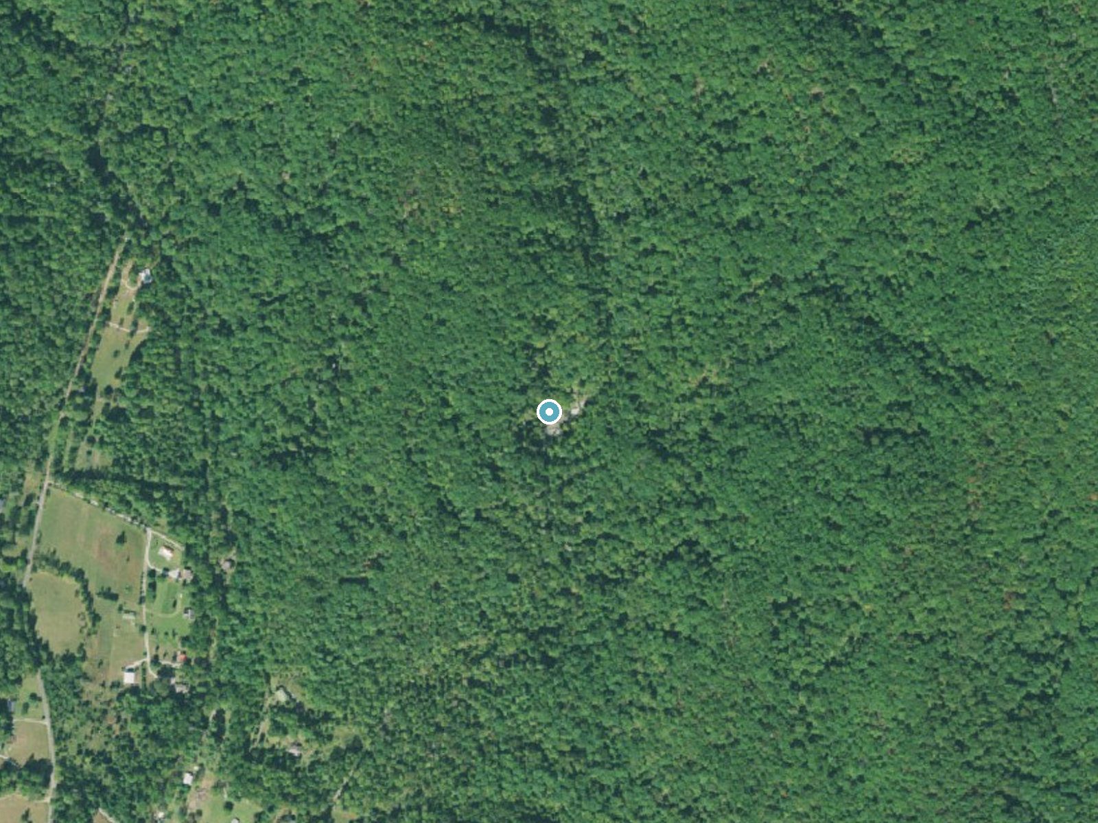 Aerial photo of the same ground around Reedy Cove Falls near Rosman, South Carolina, for comparison with the lidar view