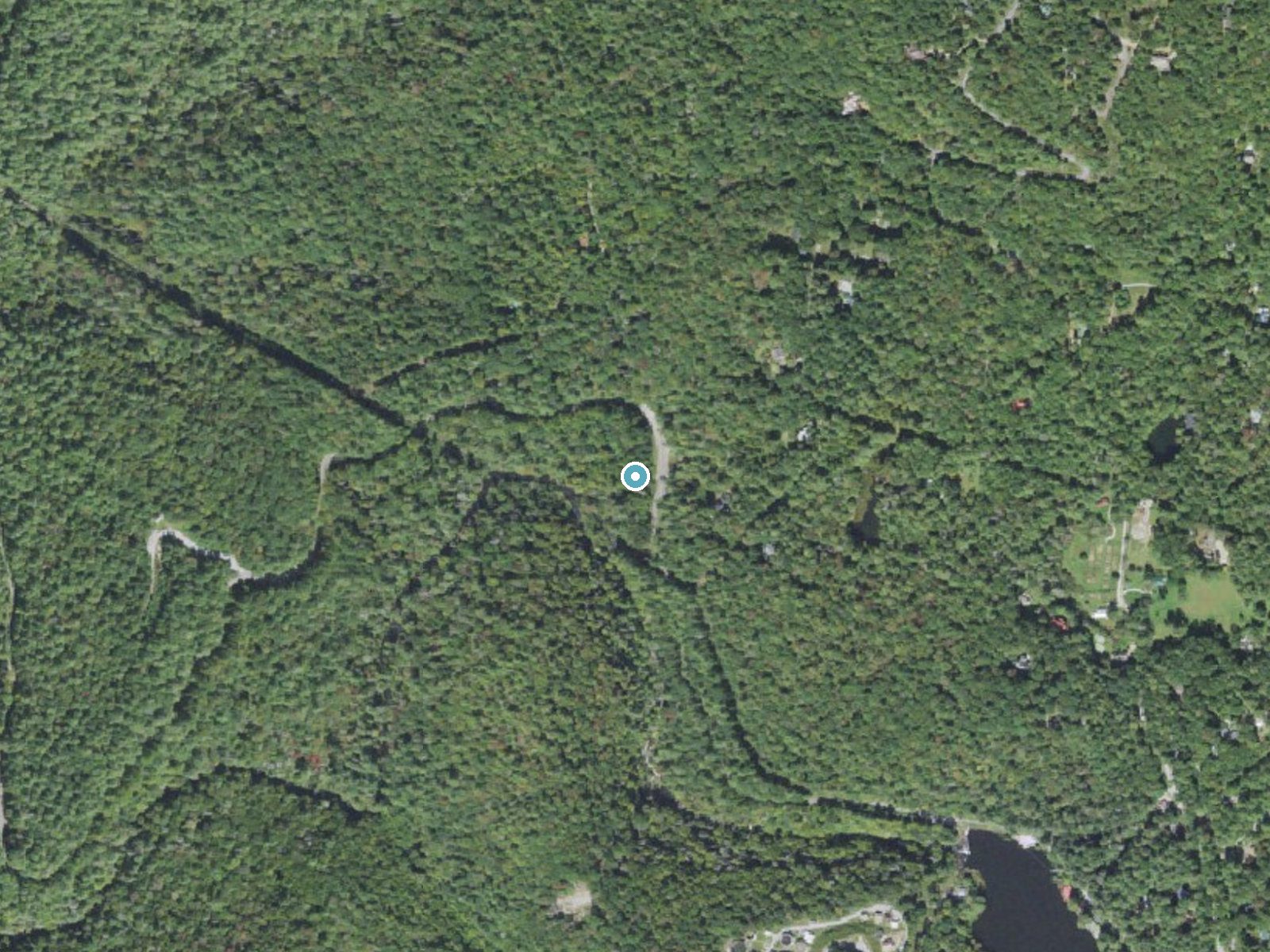 Aerial photo of the same ground around Bridal Veil Falls near Highlands, North Carolina, for comparison with the lidar view