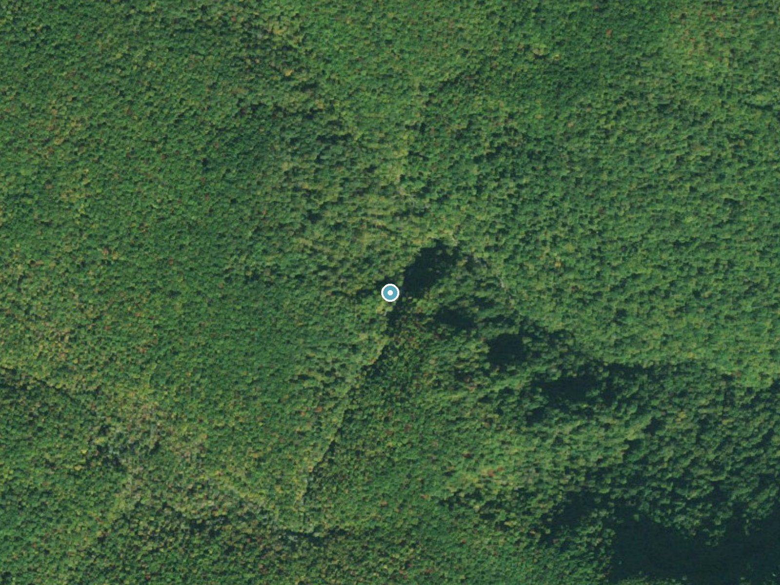Aerial photo of the same ground around Raven Cliff Falls near Caesars Head, South Carolina, for comparison with the lidar view