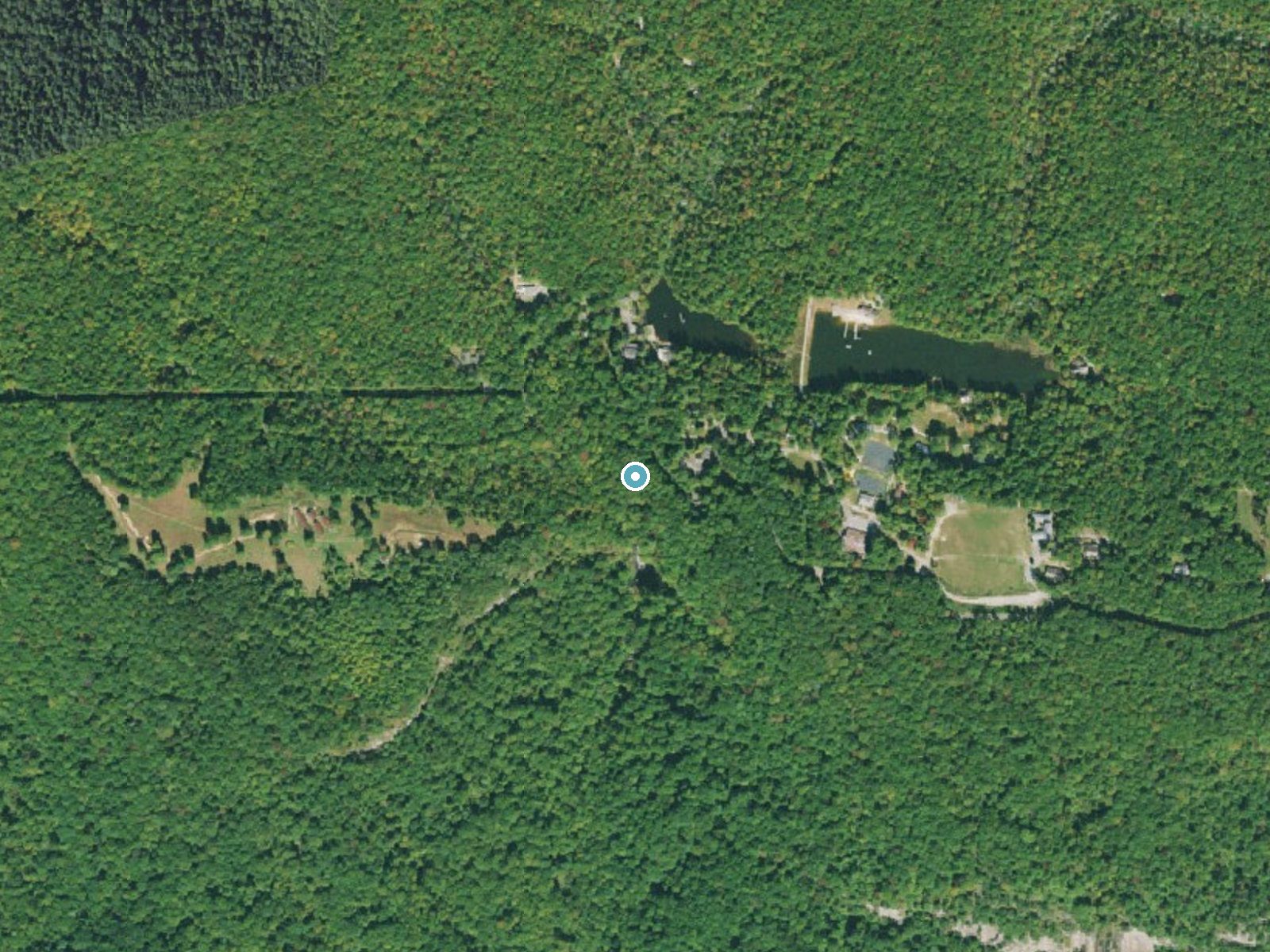 Aerial photo of the same ground around Rainbow Falls near Caesars Head, South Carolina, for comparison with the lidar view
