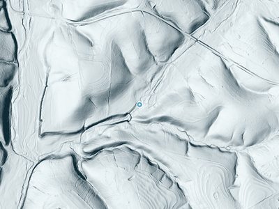 LiDAR terrain view around Copperas Falls in Tennessee, about 21 feet of drop
