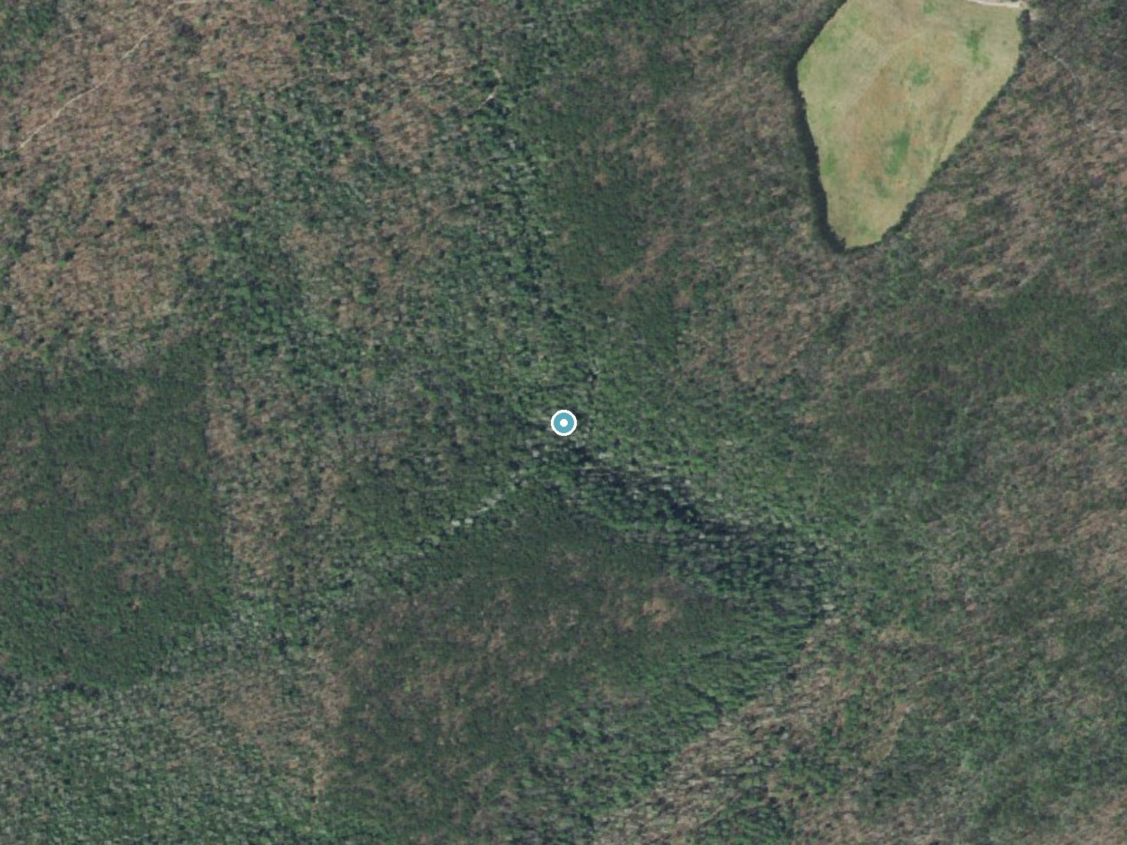 Aerial photo of the same ground around Benton Falls near Benton, Tennessee, for comparison with the lidar view