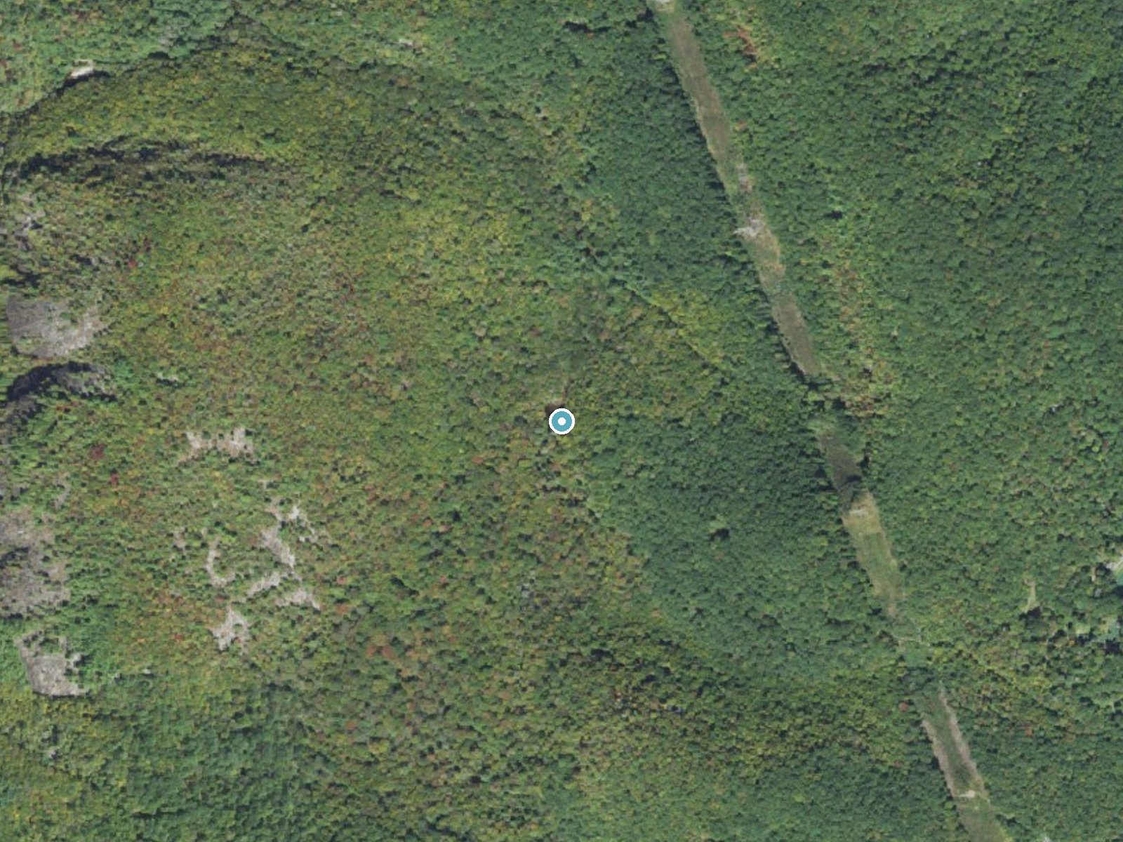 Aerial photo of the same ground around Schoolhouse Falls near Glenville, North Carolina, for comparison with the lidar view