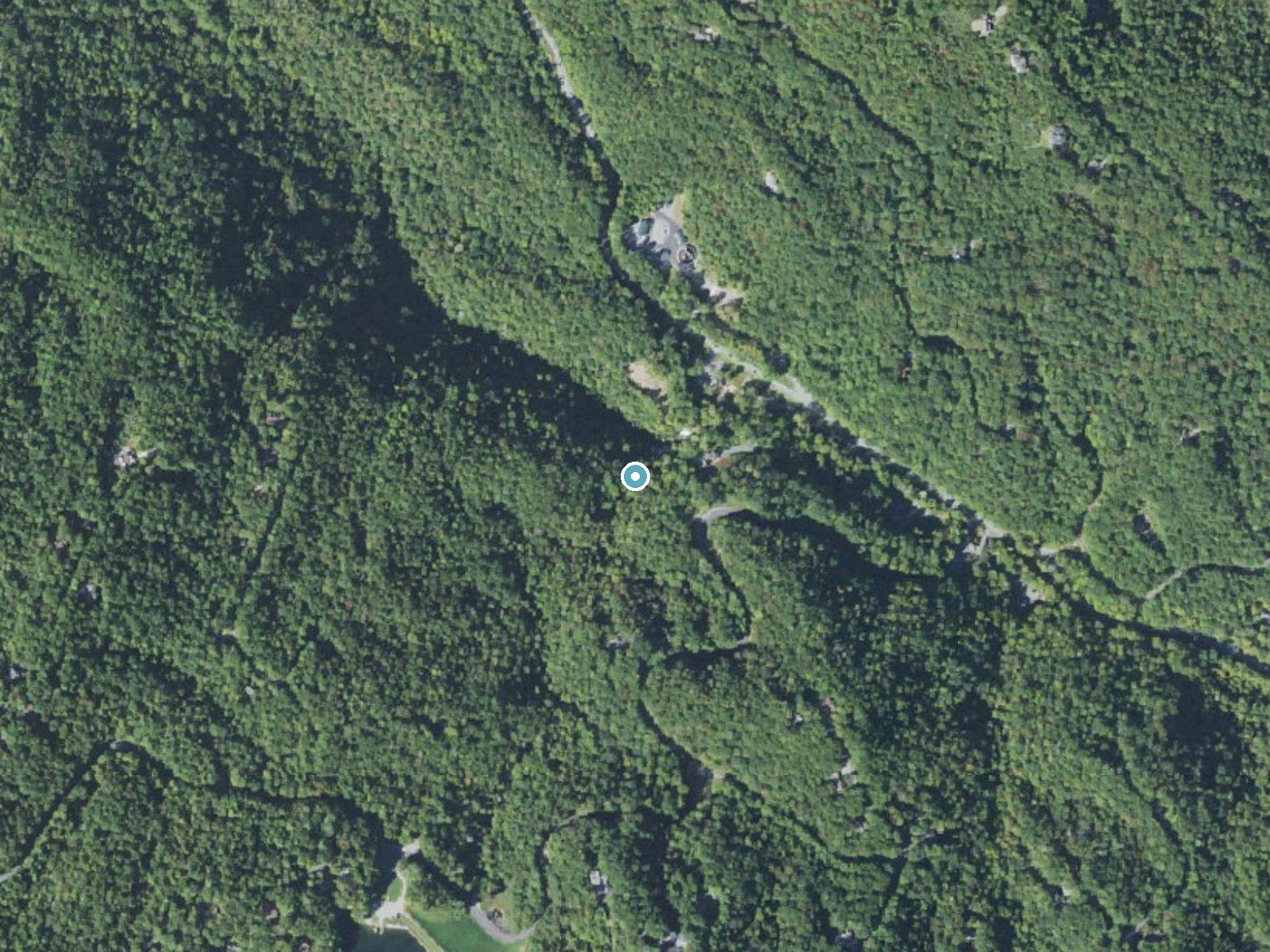 Aerial photo of the same ground around Connestee Falls near Brevard, North Carolina, for comparison with the lidar view
