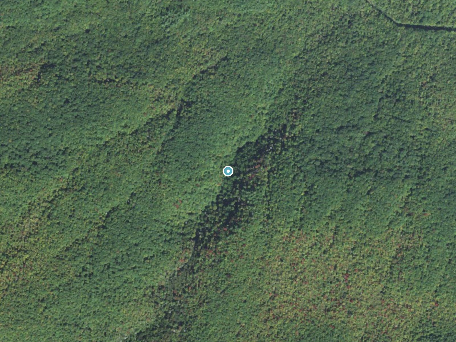 Aerial photo of the same ground around Dismal Falls near Glenville, North Carolina, for comparison with the lidar view