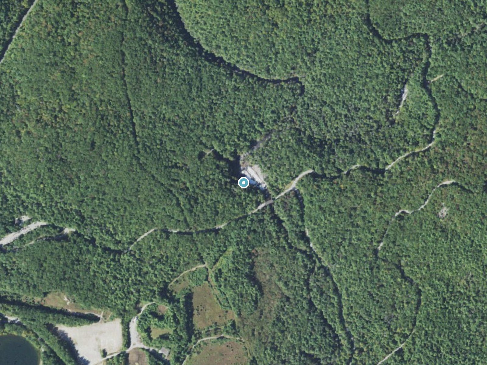 Aerial photo of the same ground around High Falls near Caesars Head, North Carolina, for comparison with the lidar view