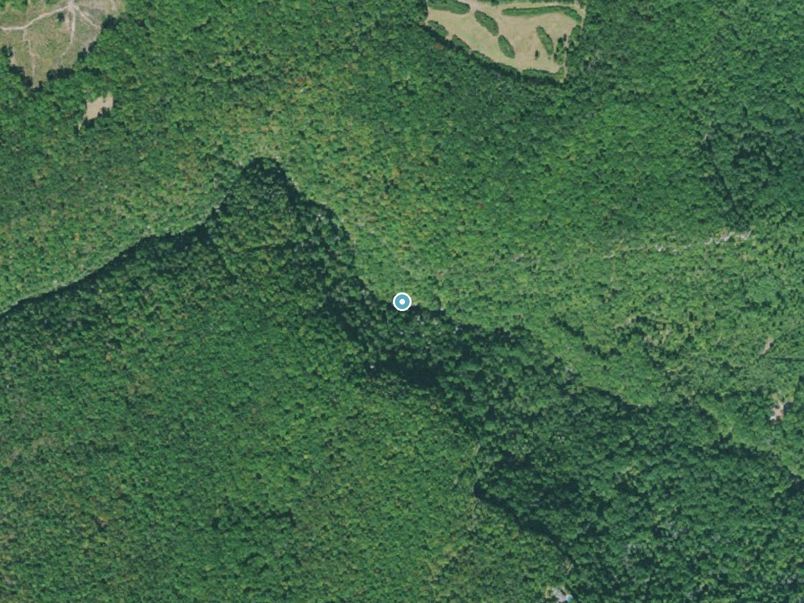 Aerial photo of the same ground around Flatrock Falls near Falling Water, Tennessee, for comparison with the lidar view