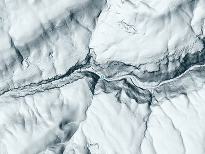 LiDAR terrain view around Rockstack Falls in Tennessee, about 122 feet of drop