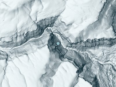 LiDAR terrain view around Freudenberg Falls in Tennessee, about 365 feet of drop