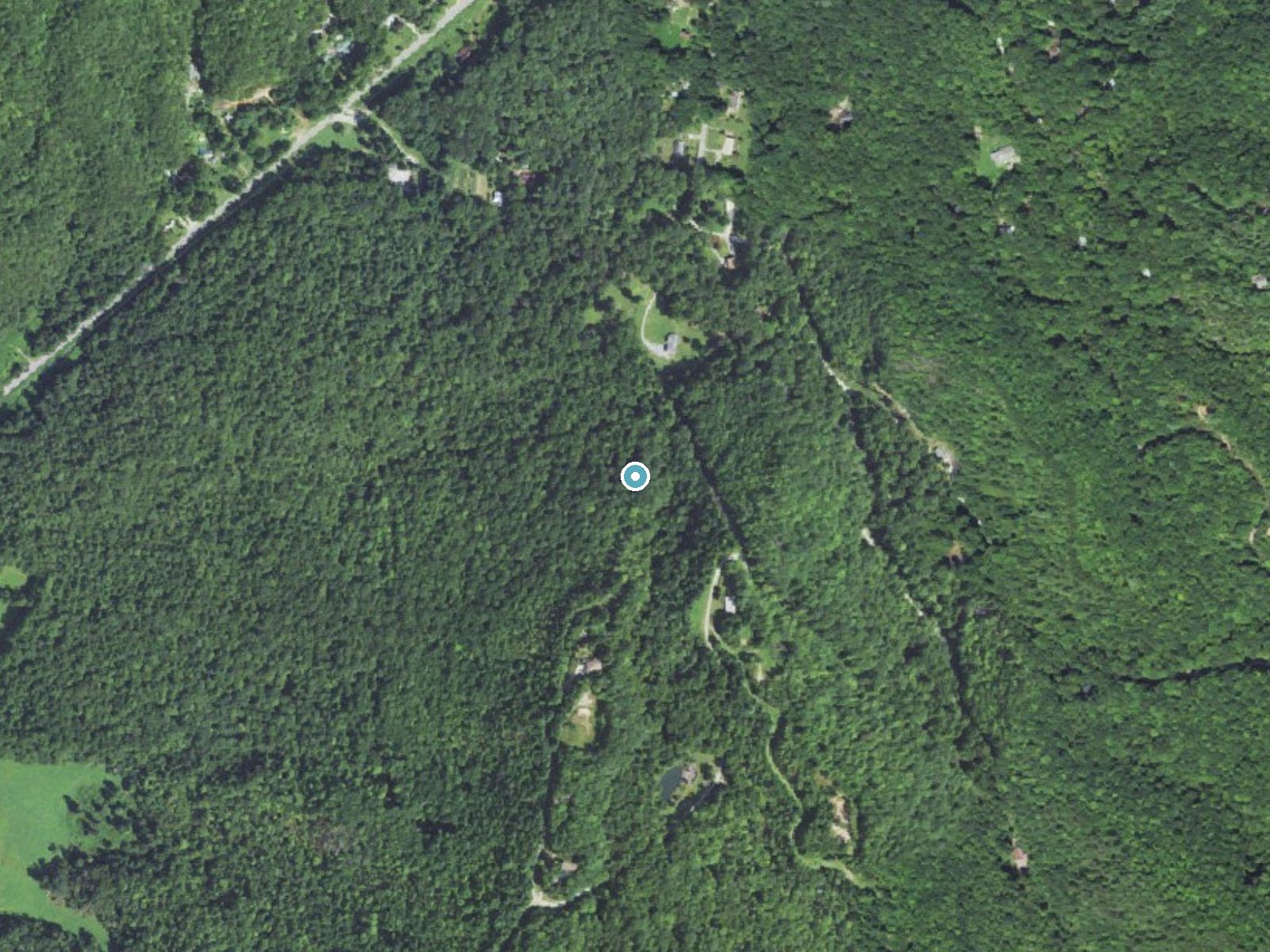 Aerial photo of the same ground around Kennedy Falls near Andrews, North Carolina, for comparison with the lidar view