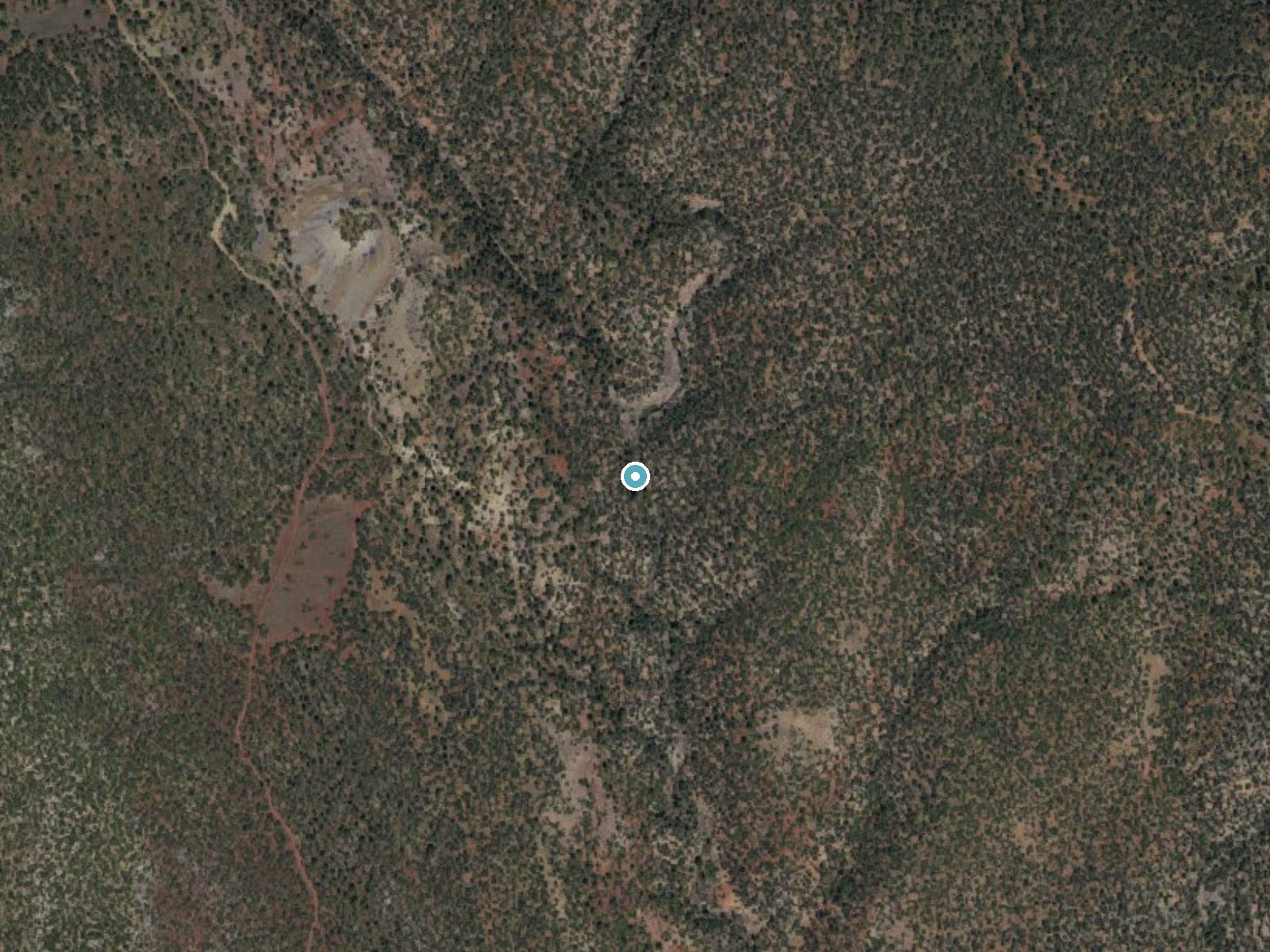 Aerial photo of the same ground around The Falls near Timberlake, New Mexico, for comparison with the lidar view