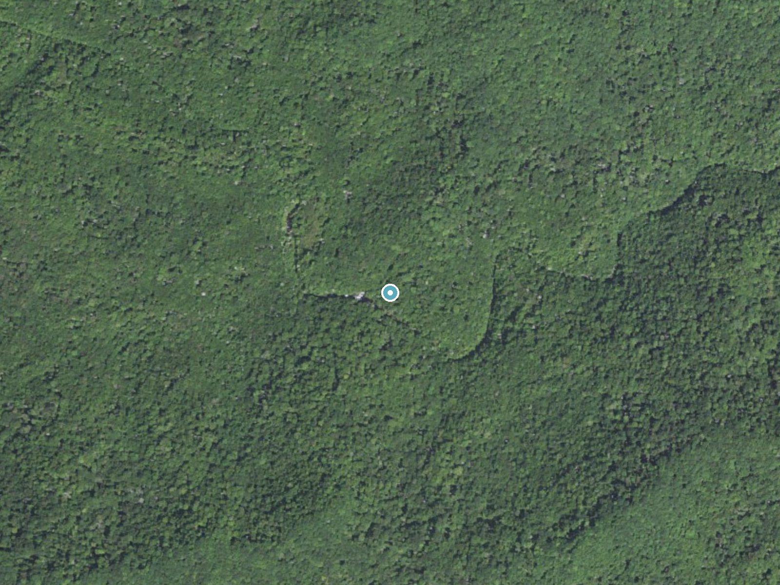 Aerial photo of the same ground around Middle Falls near Marble, North Carolina, for comparison with the lidar view