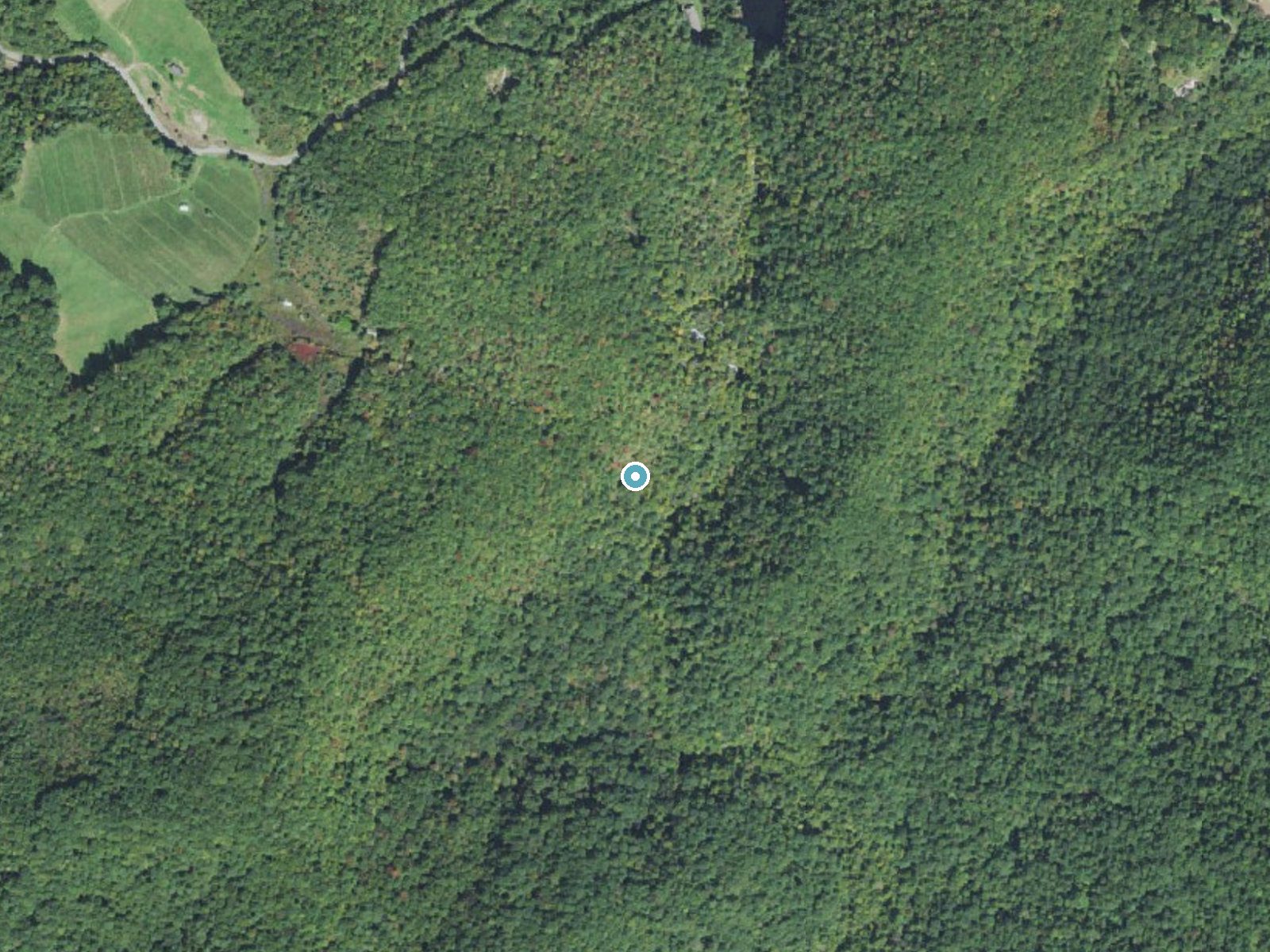 Aerial photo of the same ground around Lower Vernal Falls near Glenville, North Carolina, for comparison with the lidar view