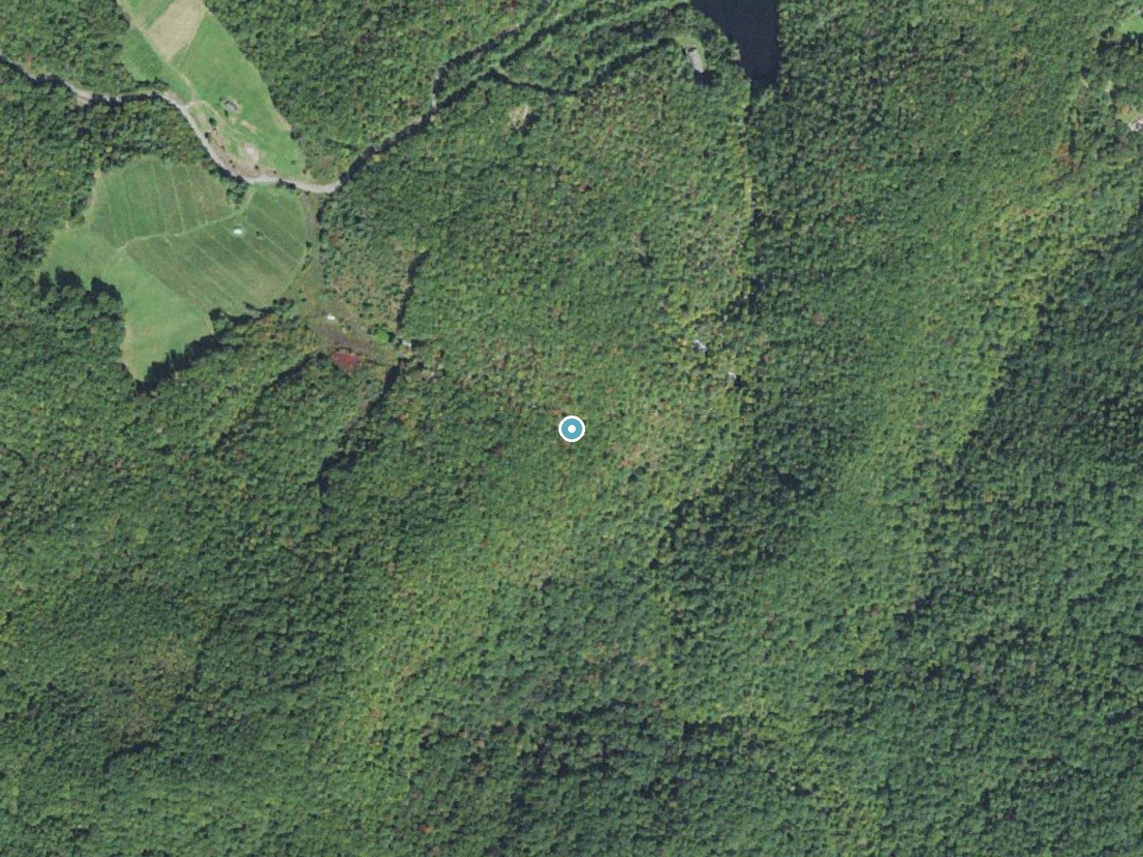 Aerial photo of the same ground around Upper Vernal Falls near Forest Hills, North Carolina, for comparison with the lidar view
