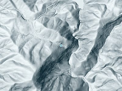 LiDAR terrain view around Upper Vernal Falls in North Carolina, about 181 feet of drop
