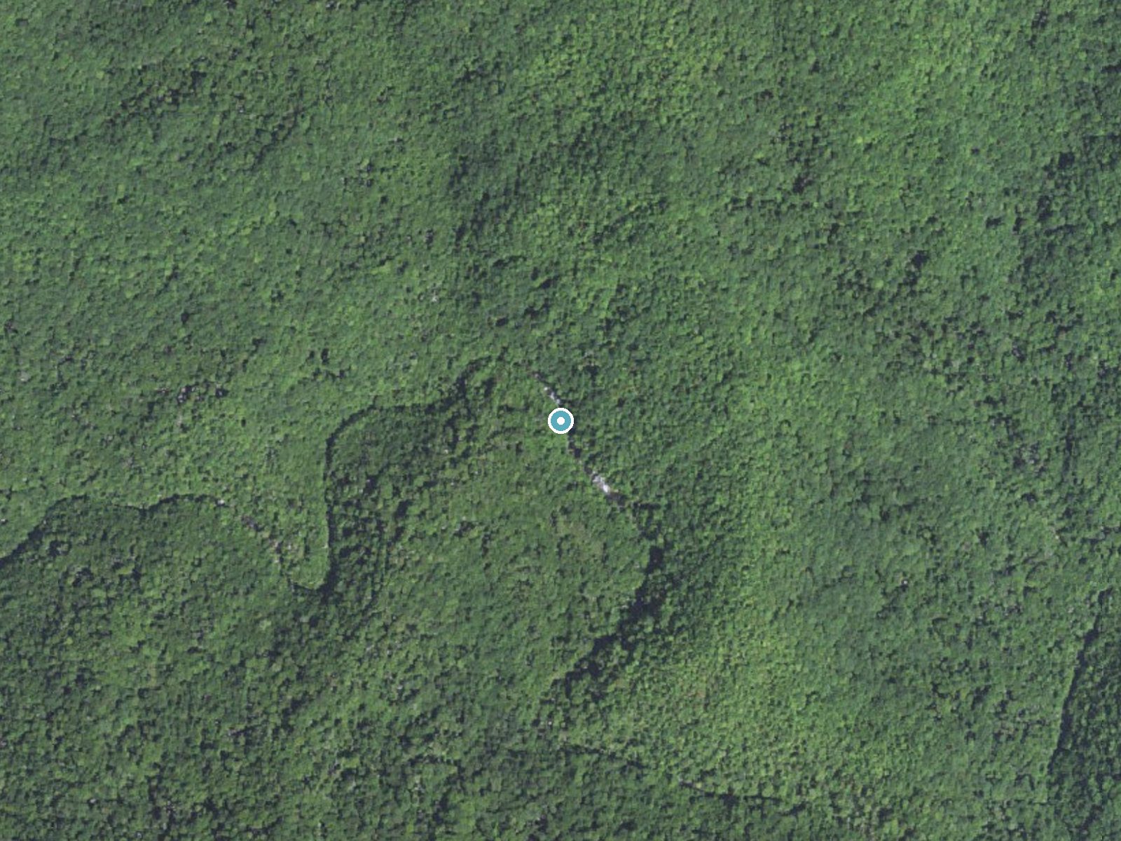 Aerial photo of the same ground around Big Falls near Marble, North Carolina, for comparison with the lidar view