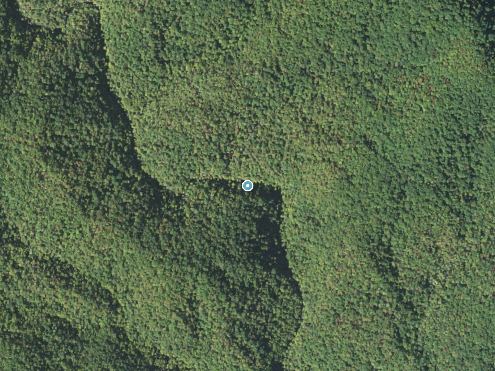 Aerial photo of the same ground around High Falls near Brevard, North Carolina, for comparison with the lidar view
